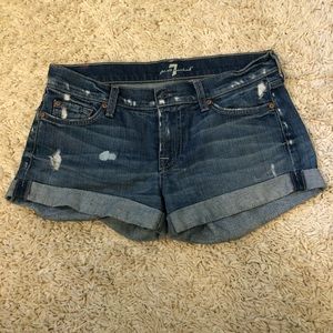 7 for all Mankind medium wash cuffed jean shorts